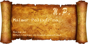 Malmer Polixéna névjegykártya